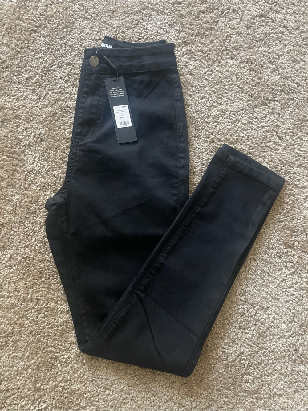 NWT Fashion Nova Women’s Super High-Waist Denim Skinnies - Black Size 1